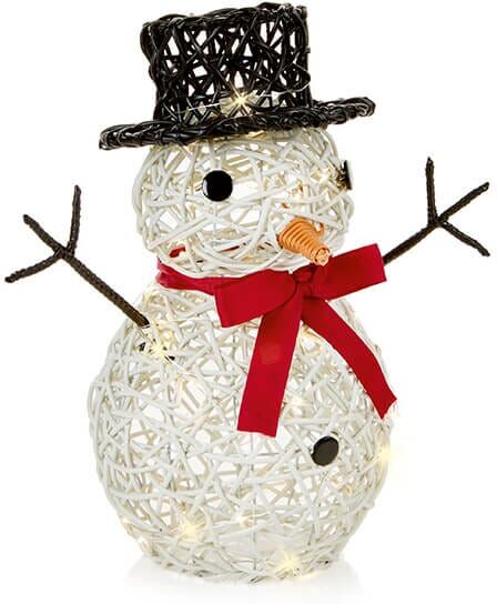 Premier Decorations Premier 39cm Battery Operated Multi Action Rattan Snowman Decoration