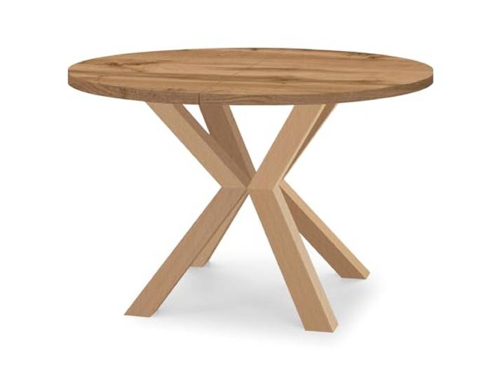 Dekori Möbel Runder Ausziehbarer Tisch für Esszimmer RAL mit Holzbeinen, Skandinavischer Stil, Durchmesser Varianten von : 90 bis 220 cm (Eiche Wotan, 110/210 cm)