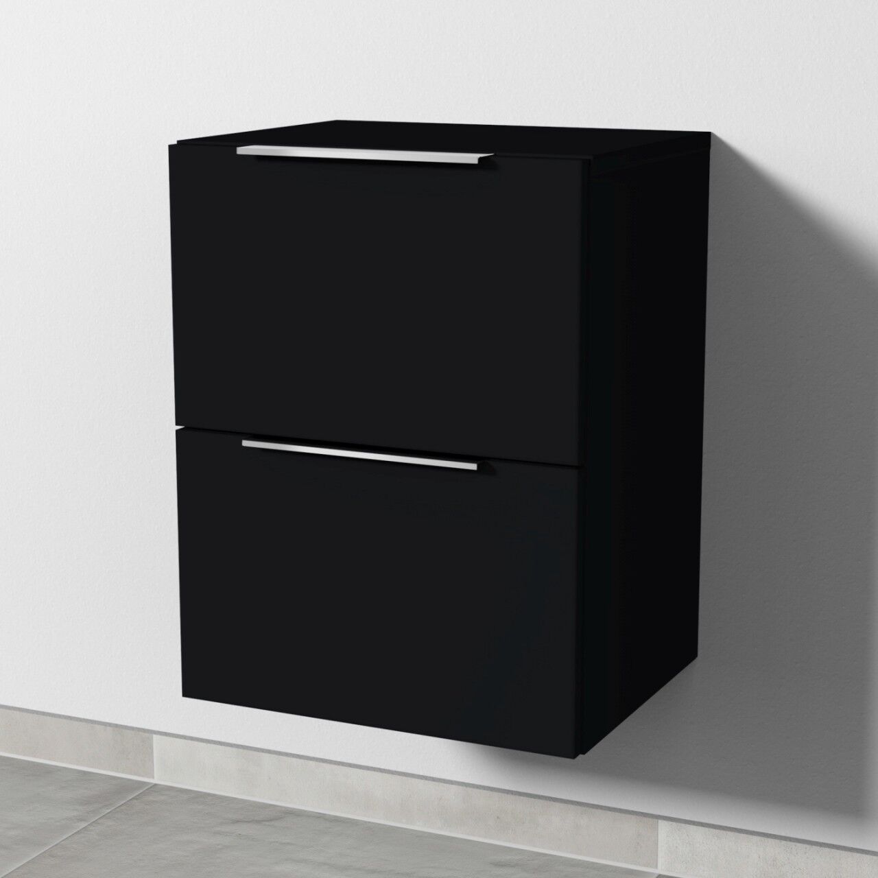 Sanipa 4balance Anbauschrank mit 2 Auszügen, Schwarz-Matt, DG10008 DG10008