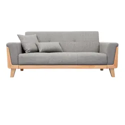 Design-Sofa 3 Plätze Hellgrau Holzbeine FJORD