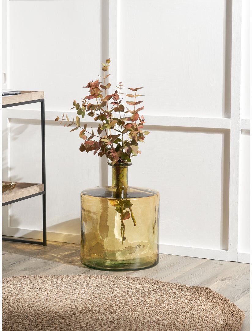 Beachcrest Home Handmade Glass Floor Vase Yellow