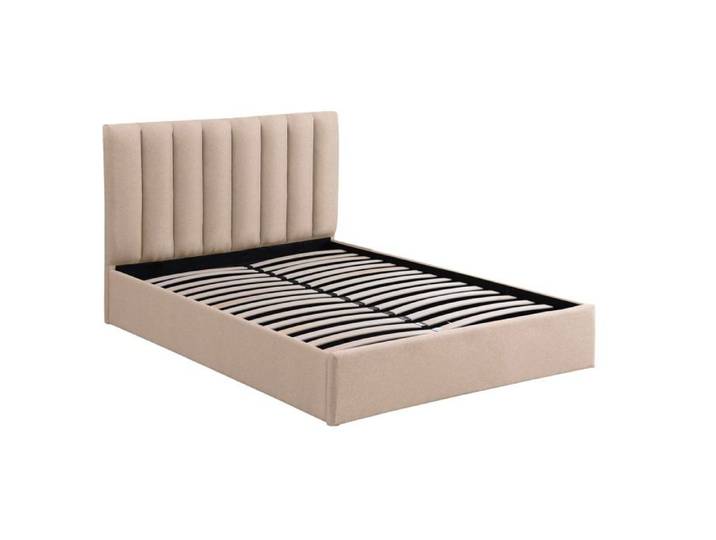 MENZZO Lit Coffre Songe + Sommier Tissu Beige 160cm - Tissu L169 x P217 x H112 cm