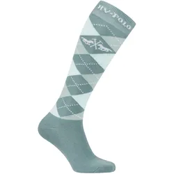HV POLO Kinder und Damen Reitsocken Kniestrümpfe HVPArgyle aqua sky, Sockengröße: 31/34