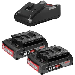 Bosch Starter-Set 18 V / 2x 2,0 Ah Akku + Ladegerät GAL 18V-40
