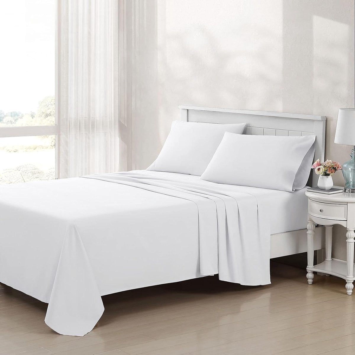 Wit Satijnen Queensize Lakenset met 800 Draadtelling