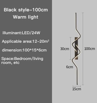 Uplift Picks Nordic Long LED Wall Light Modern Staircase Sconce black 100 Cm tricolor