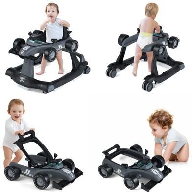 Costway 4-in-1 Foldable Activity Push Walker with Adjustable Height-Gray