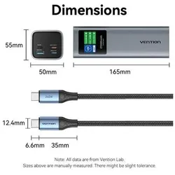 Vention Powerbank FKEH0 Grau (27000 mAh, 140 W, 99.90 Wh), Powerbank, Grau