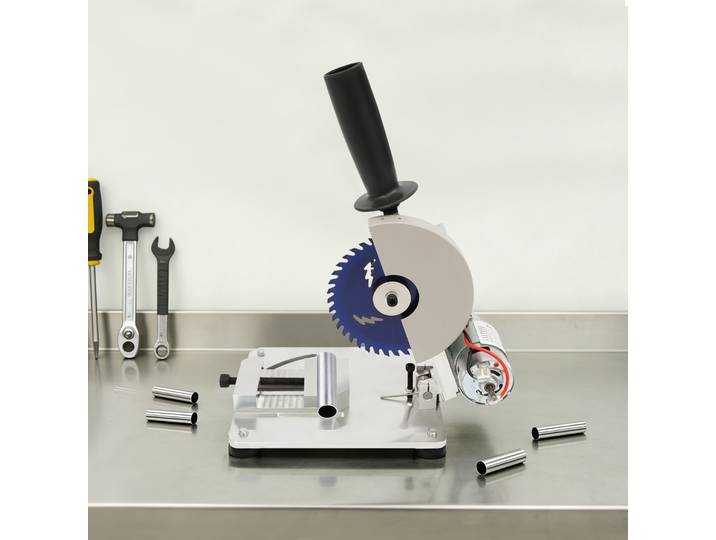 Scie à onglet mini 4 pouces à 45 degrés, scie circulaire portative 96W, scie à découper de table multifonctionnelle manuelle pour couper les matériaux épais