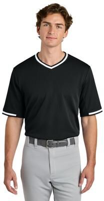 Sport-Tek ST221 Athletic Tough Mesh V-Neck Baseball Jersey T-Shirt in Black size 4XL   Polyester