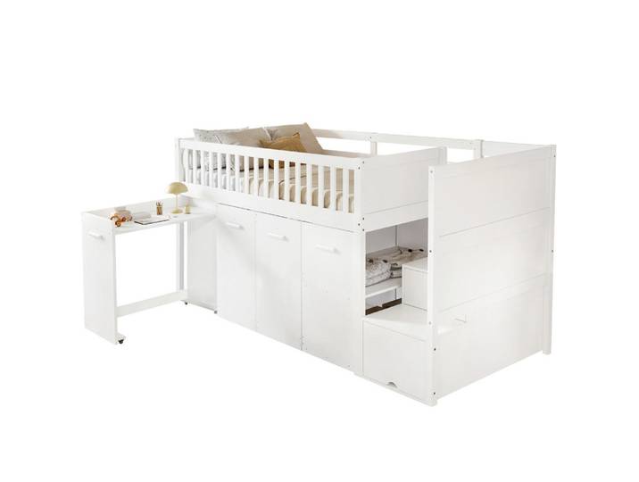 Flora Grace Etagenbett 90/200 cm Weiß mit Schreibtisch und Stauraumtreppe, 90x200 cm, Babymöbel & Kindermöbel, Kinderzimmer & Jugendzimmer, Stockbetten