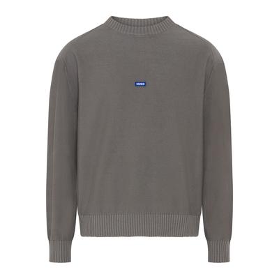 Strickpullover HUGO, Herren, Gr. L, light, pastel grau055, Strick, Obermaterial: 100% Baumwolle, relaxed fit normal, Rundhals, Bündchen, Pullover Strickpullover, Relaxed Fit, Rundhalsausschnitt, softe Strickqualität