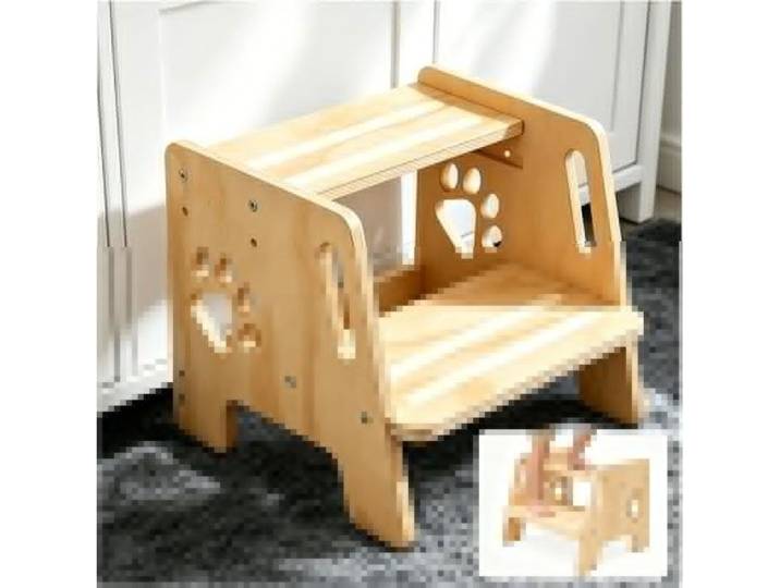 Marchepied pour Enfant Antidérapant Marche Pied Bois 2 Marches Stable Marche Pied Enfant Charge Maximale 180kg Portables (Naturel)