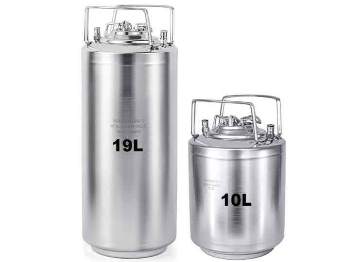 Fût de verrouillage à bille en acier inoxydable, récipient de boisson de corny fût de 19/10L, barils de bière artisanaux de brassage à domicile, fût de Fermentation au gaz avec poignée
