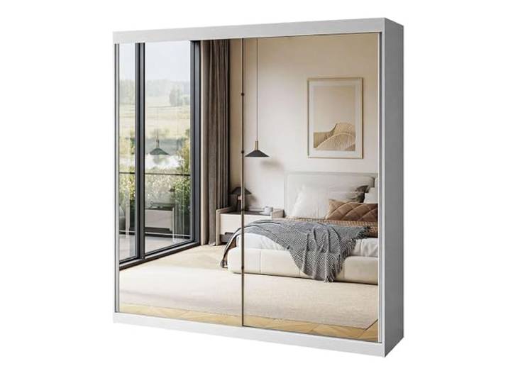 Lookway Kleiderschrank BASTER III mit Spiegeln Schiebeschrank Weiß