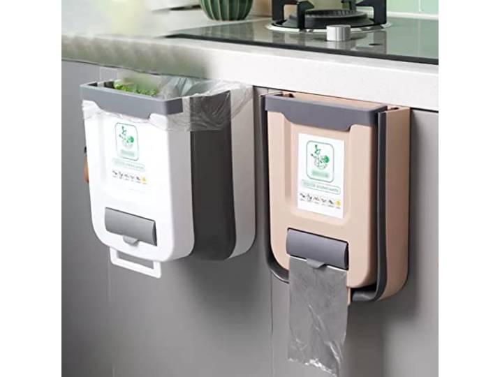 OIFAODAO Mülltonnen， 2er Set Kunststoff Kompostbehälter Küchenschrank Arbeitsplatte(/Grey 12l+7l)