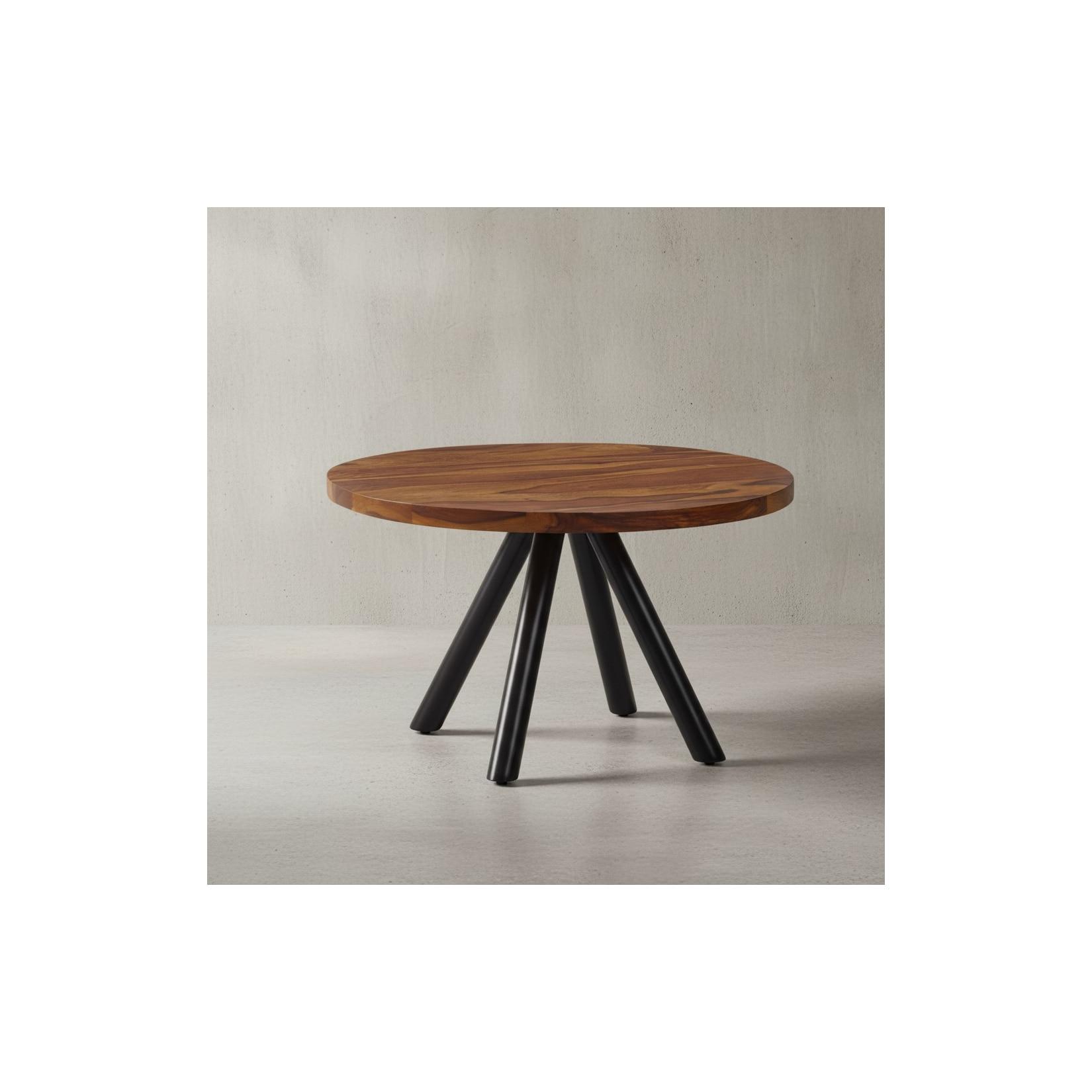 KADIMA DESIGN Moderner Couchtisch mit Sheesham Massivholz, Metall-Materialmix, Rund, Handgefertigt