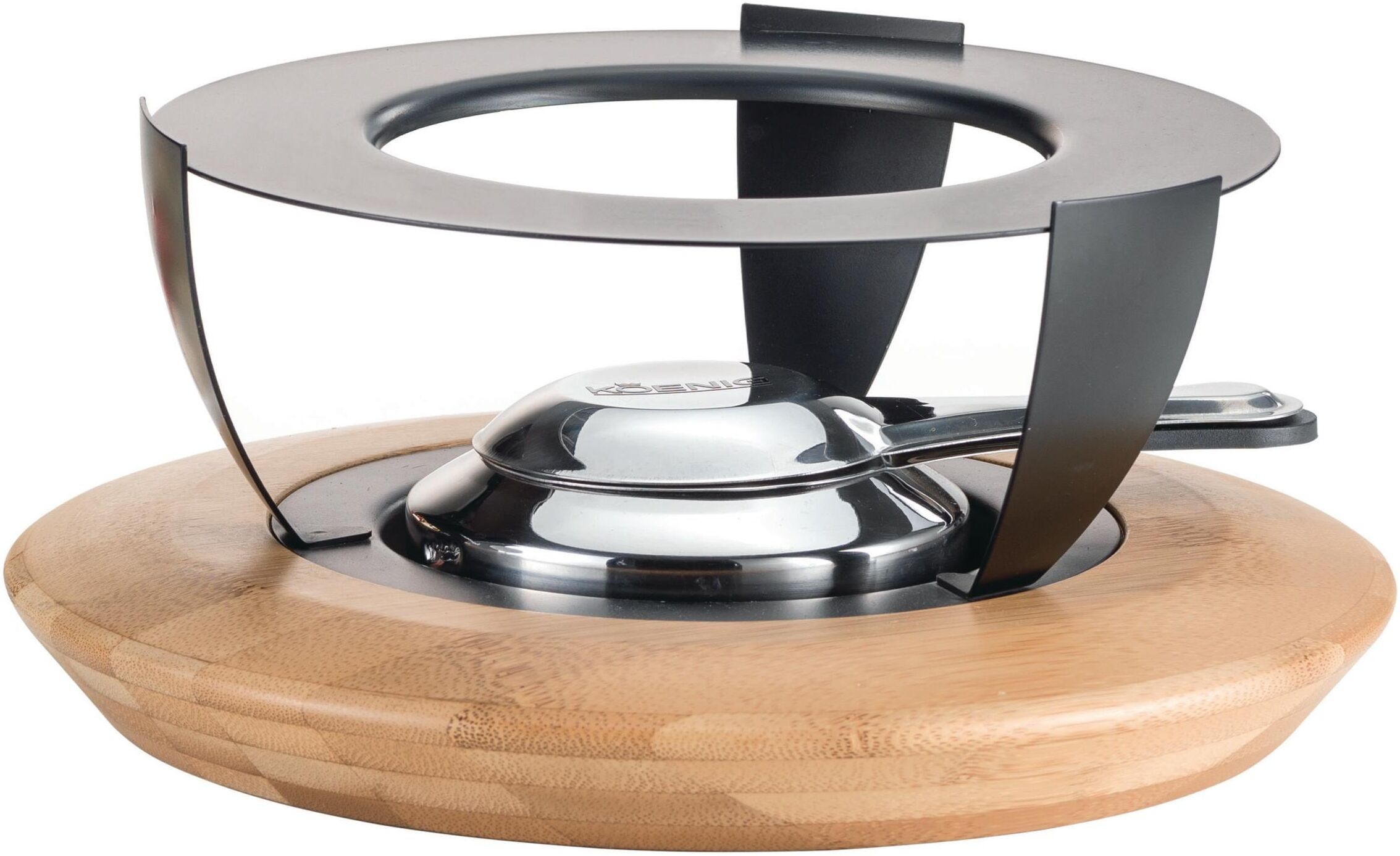 Fondue KOENIG "Bamboo", grau (silberfarben, anthrazit, hellbraun), Fondues, Fondue silberfarben, anthrazit, hellbraun Einheitsgröße