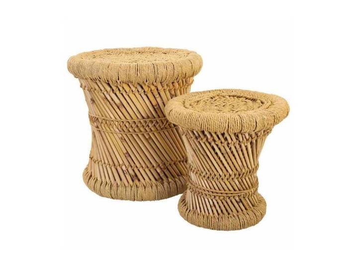 Jeu de tabourets Alexandra House Living Naturel Bambou Corde 38 x 38 x 38 cm 2 Pièces