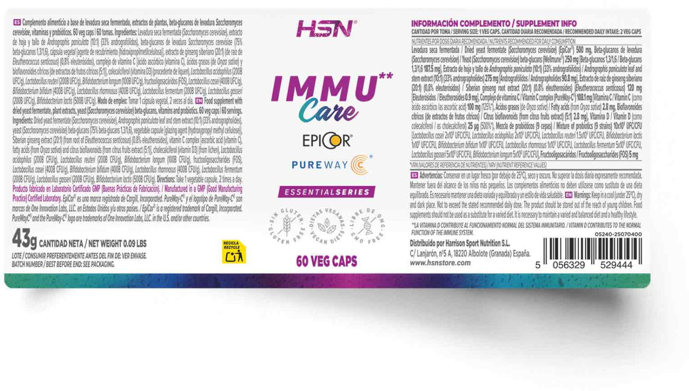 HSN Inmu Care - 60 veg caps - Sistema Inmune - Cápsulas Vegetales - 60  Servicios