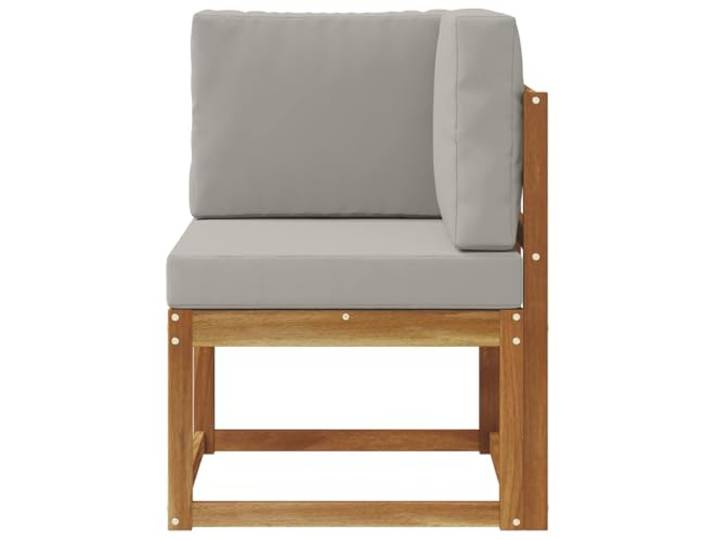 KTHLBRH Ecksofa aus Akazienholz mit grauem Kissen Wetterfest, modulares Design, leicht zu reinigen, 110 kg Kapazität
