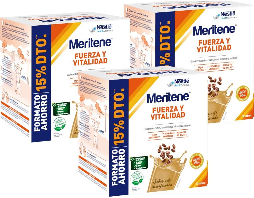 Meritene Fuerza y Vitalidad Café Descafeinado 3x30 Sobres