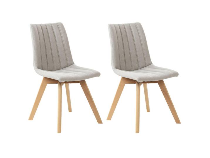 Beliani Esszimmerstuhl 2er-Set Hellgrau Calgary, Hellgrau, Braun, 48x86x56 cm, Esszimmer, Stühle