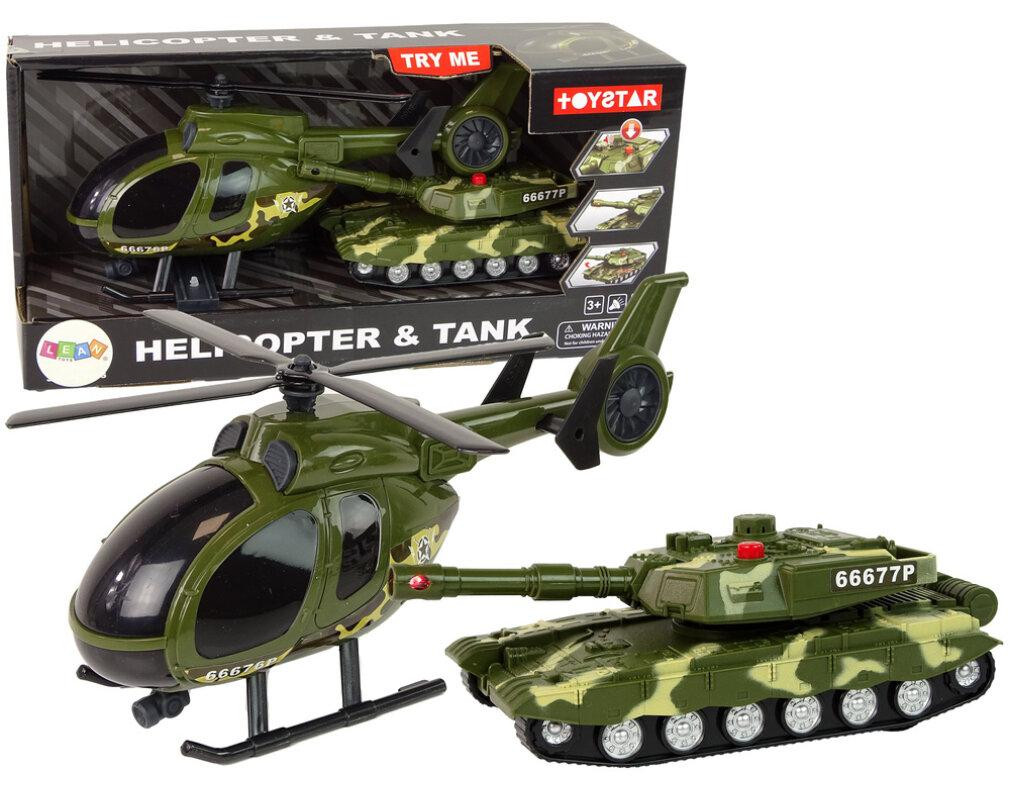 Lean Toys Set militaire tankfrictie-aangedreven helikopter