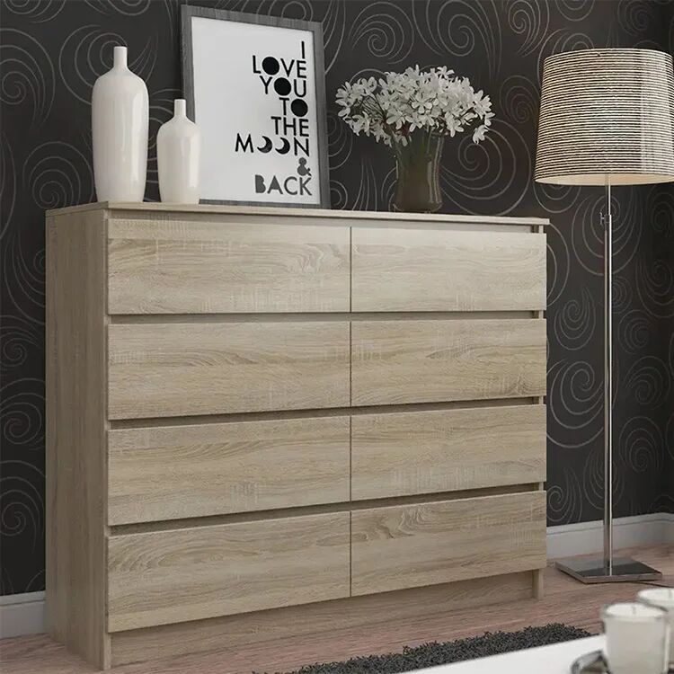 garneroarredamenti Cassettiera 140x100h cm moderna 8 cassetti rovere Living