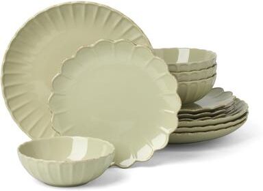 Lenox French Perle Scallop Matcha 12-Piece Dinnerware Set For 4