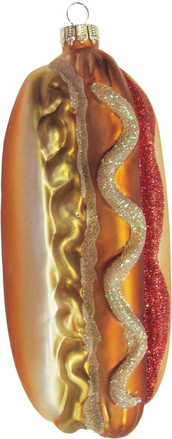 Christbaumschmuck KREBS GLAS LAUSCHA "Hot Dog, Weihnachtsdeko, Christbaumschmuck", bunt, B:6cm H:13cm, Glas, Weihnachtsbaumschmuck, Christbaumschmuck, mundgeblasen