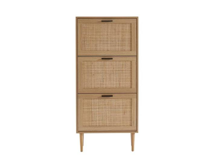 Meuble à chaussures AMANA cannage rotin 3 portes 60cm - Bois
