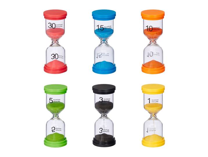 Sanduhren für Kinder 6er-Set Gelb-Grün-Orange