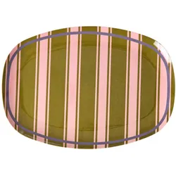 RICE Melamin Rechteckteller mit Streifenmuster, L 30 x B 22 cm