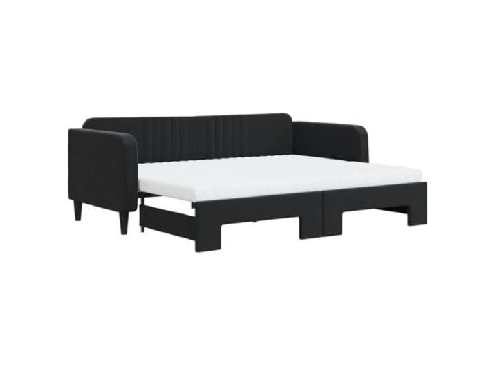 PUGYNBK Bettsofa, 2-in-1, schwarzer Samt, 90 x 200 cm Abnehmbares Doppelbett, 2 Schaumstoffmatratzen, Holz- und Metallstruktur, Basis mit Latten