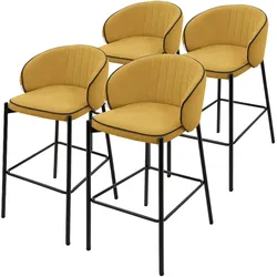 BARHOCKER 4er Set Senf mit Stoffbezug