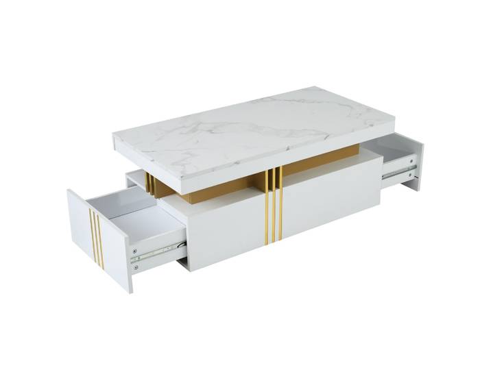 Table basse blanche avec 2 tiroirs 100 x 50 x 40 cm