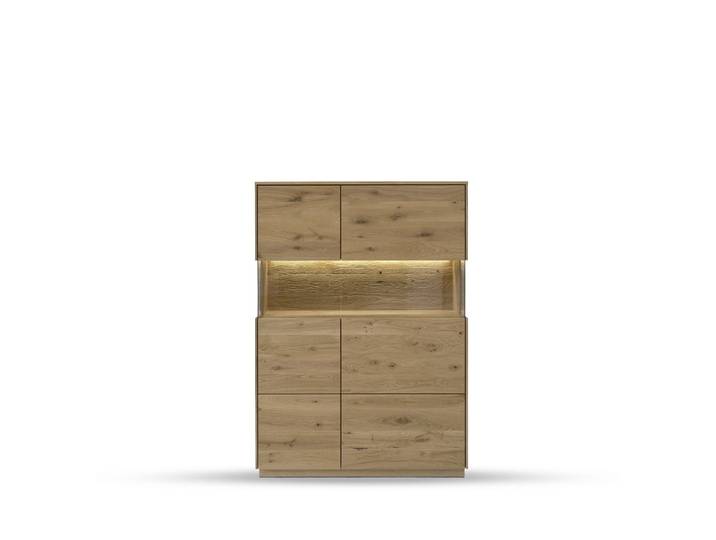 Highboard m.Glastüren 103x145cm 'München' Wildeiche geölt