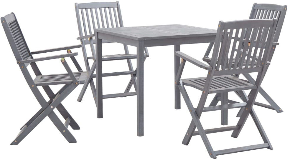 Dakota Fields Nikodem 4 - Person Acacia Solid Wood Patio Dining Set Square Table Gray 4