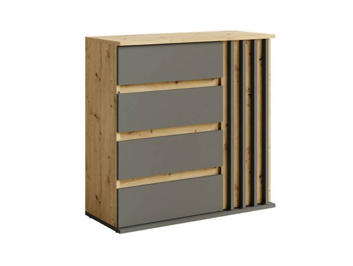 Feldmann-Wohnen Kommode Doris (mit Schubladen, mit Tür, 1 St., moderne Optik, mit Schubladen, mit Tür), 80x34x80cm Eiche Artisan graphitgrau