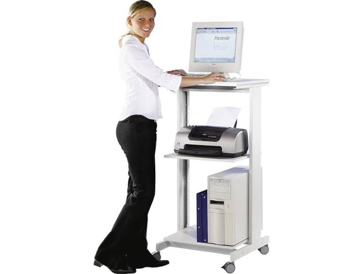 Twinco PC-Tisch Mit zwei Fachböden, HxBxT 1180 x 600 x 500 mm, lichtgrau RAL 7035