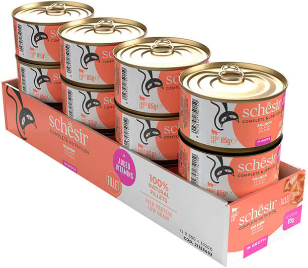 Schesir Comida Húmida Gato Salmão Ao Natural 12 Ud x 85 g