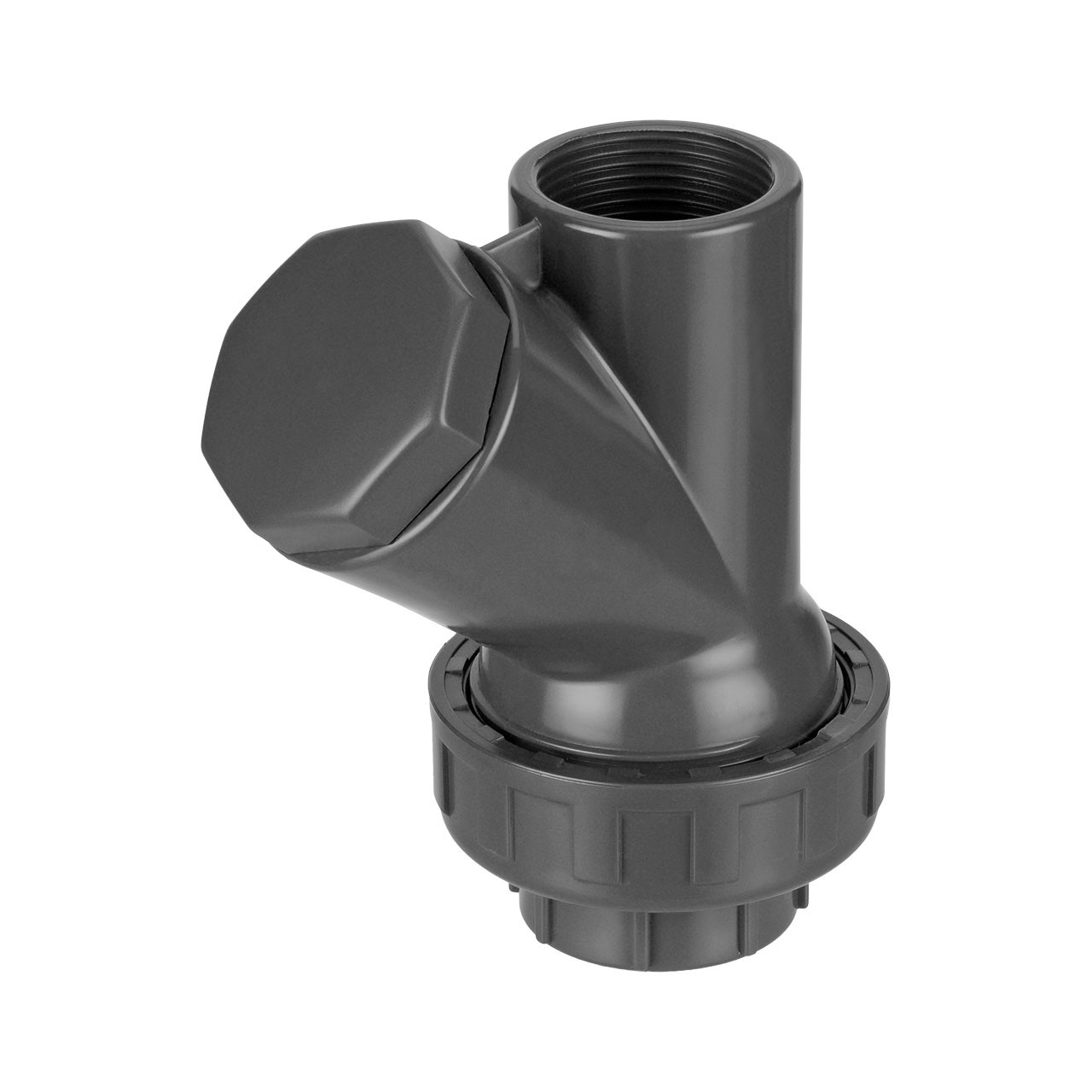 REKUBIK PVC-U Schrägsitz-Rückschlagventil Überwurfmutter 2x Innengewinde 3/8" IG x 3/8" IG 1520017