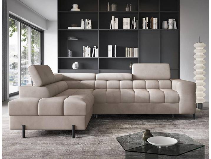 Compleo Ecksofa bubble mit verstellbaren Kopfstützen, BENITO Schlaffunktion, Bubble design