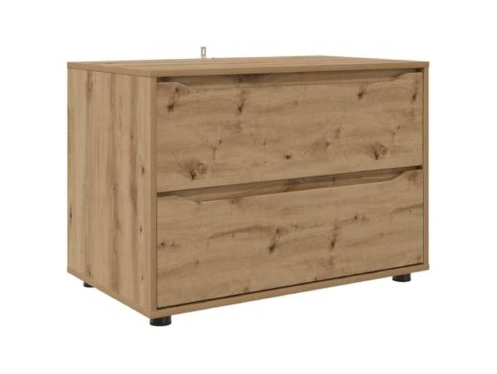 Helloshop26 Aufbewahrungsschrank, rechteckig, minimalistisch, 80 x 48 x 57 cm, mit praktischen Schubladen, aus Holz, Eiche, handwerklich gefertigt, 02_0054600