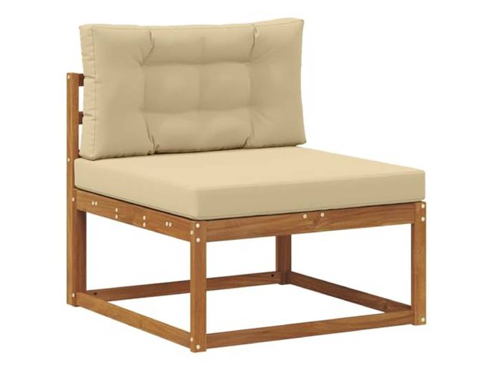 KTHLBRH Modulares Sofa-Set, 3-teilig, Akazie, Natur, Beige Wetterfeste Rückenlehne aus Massivholz, für Garten und Terrasse