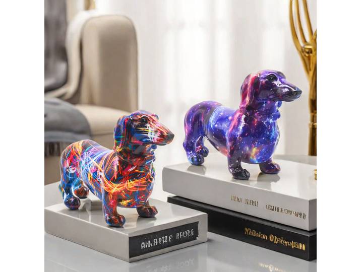 Figurine de chien teckel colorée pour la maison, le bar, le bureau, la décoration intérieure, cadeau, décoration de bureau