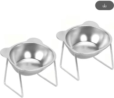 Inspire Picks 15 Tilted Elevated Stainless Steel Cat Bowl For Comfortable Feeding 2pcs