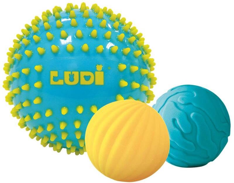 3 Balles Sensorielles Bleues et jaunes - Ludi