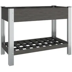 Helloshop26 - Hochbeet für Pflanzen Blumen Terrasse oder Garten mit Ablage 100 x 50 x 75 cm WPC grau 02_0039771